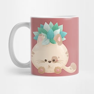 Cat with Greeny Leaves on Head Mug